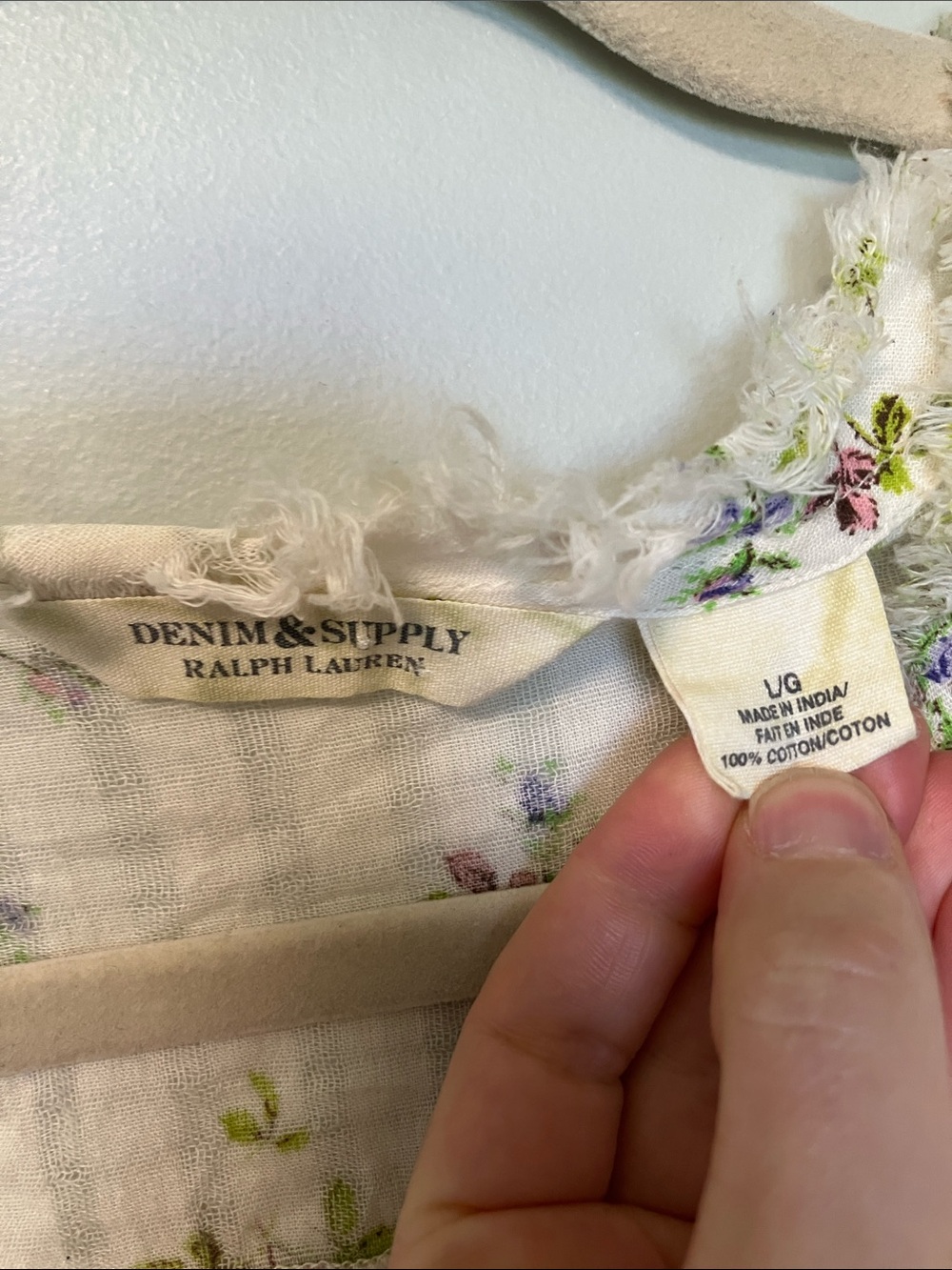 Denim & Supply Ralph Lauren White Floral Ruffle Front Blouse - Picture 2 of 6